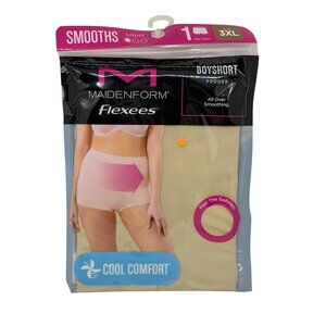 NWT Maidenform Flexees Boyshort FP0059 3XL Nude Light Smoothing Cool Comfort